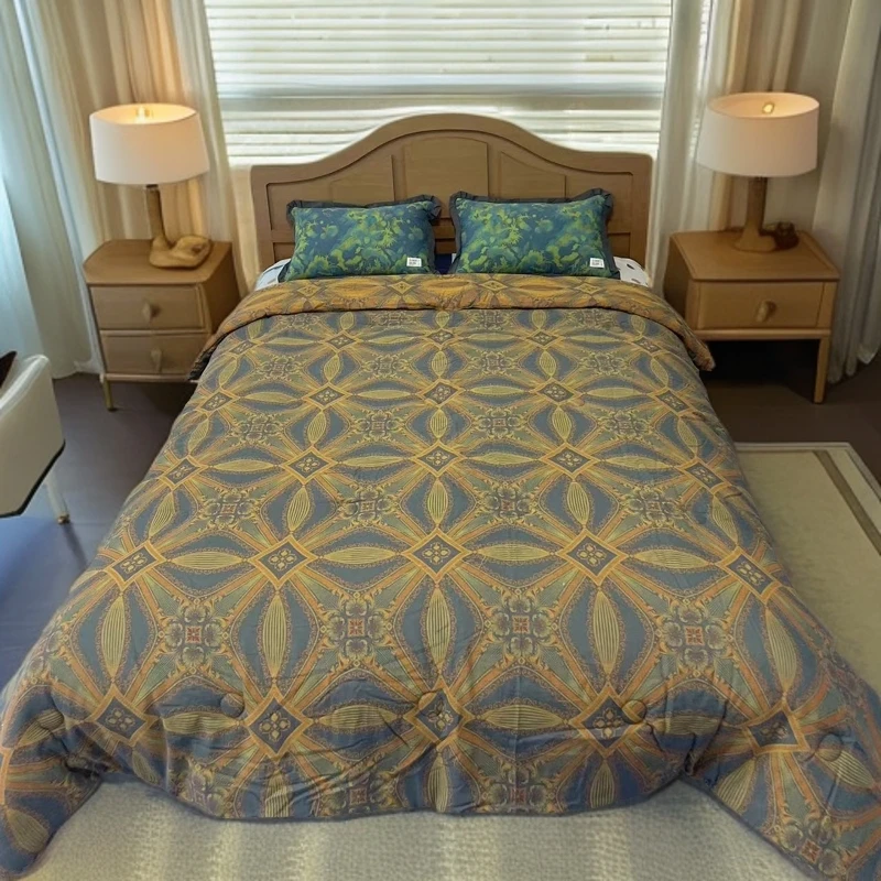 （波西米亚）2*2.3米纯棉精梳提花双层纱布双人四季被可机洗双面用