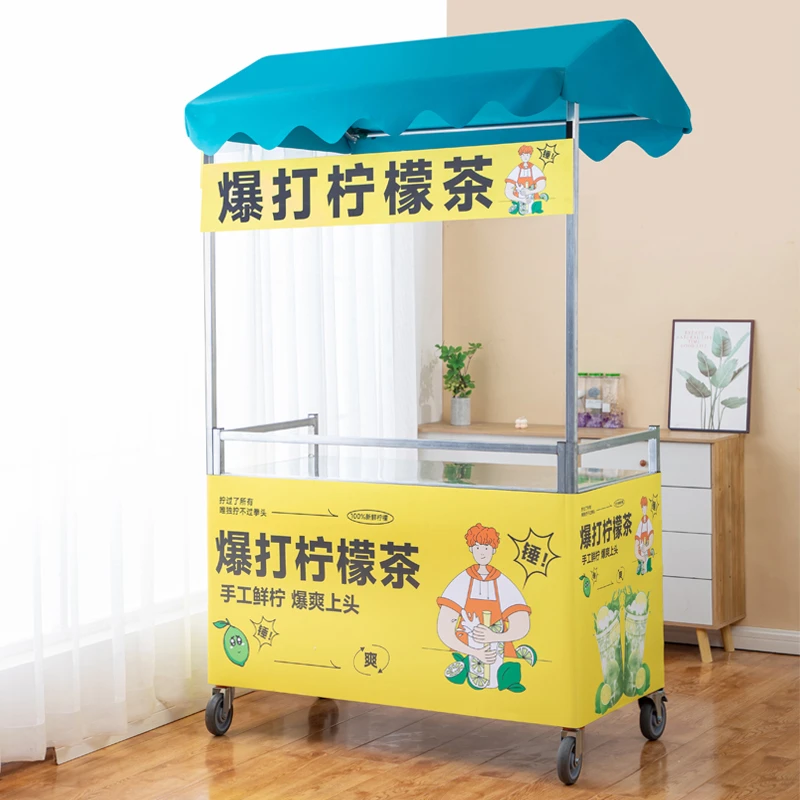 网红摆摊移动折叠摆摊车展示架带轮子小吃车摆地摊小推车夜市货架