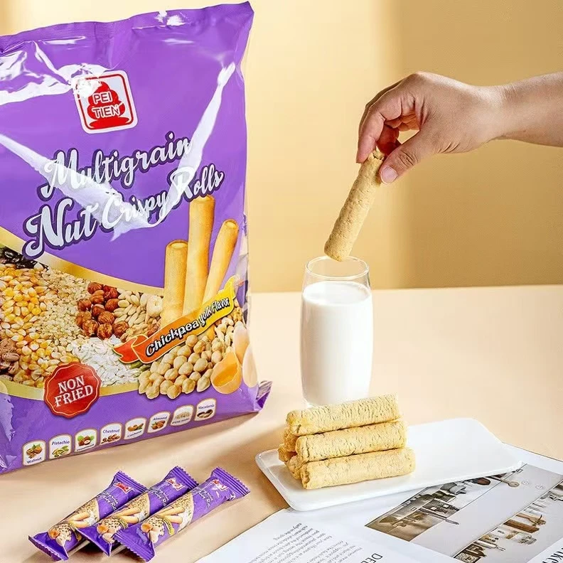 会员臻选综合谷物坚果香脆卷鹰嘴豆蛋黄口味休闲零食网红美食儿童