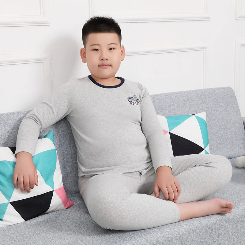 秋衣秋裤套装男童睡衣纯棉加肥加大码男孩儿童加厚青少年