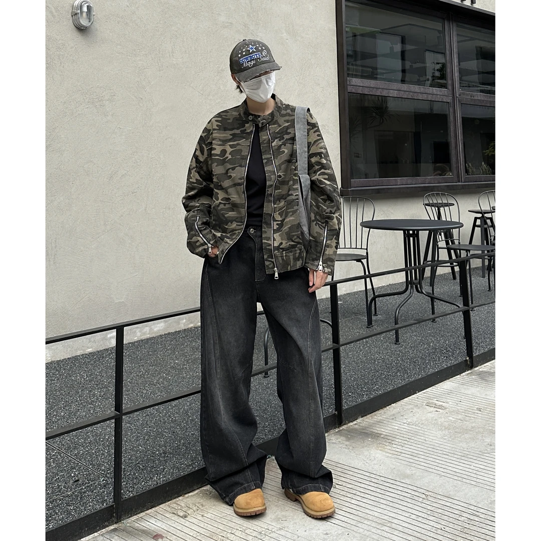 2024秋季爆款男士复古高街百搭迷彩夹克街头潮流宽松休闲外套上衣