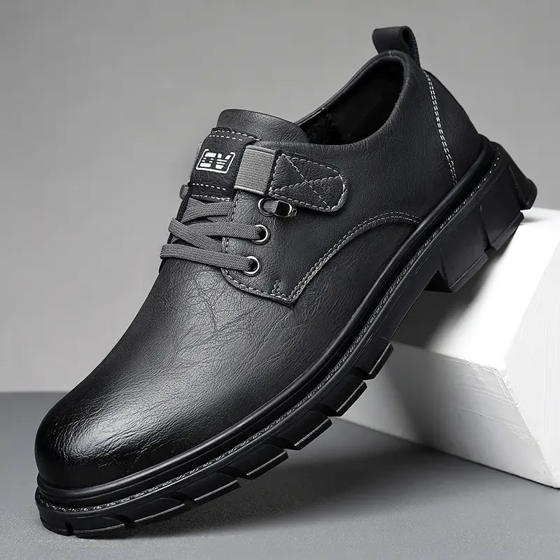 秋冬新款休闲男皮鞋男士时尚百搭软底透气防滑2024皮鞋男款休闲