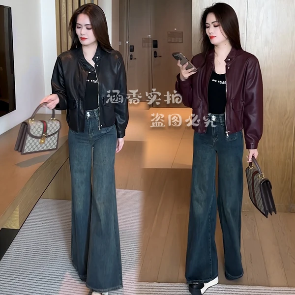 【起素品牌】 秋款新品时尚洋气显韩版气质显瘦百搭皮衣外套6632