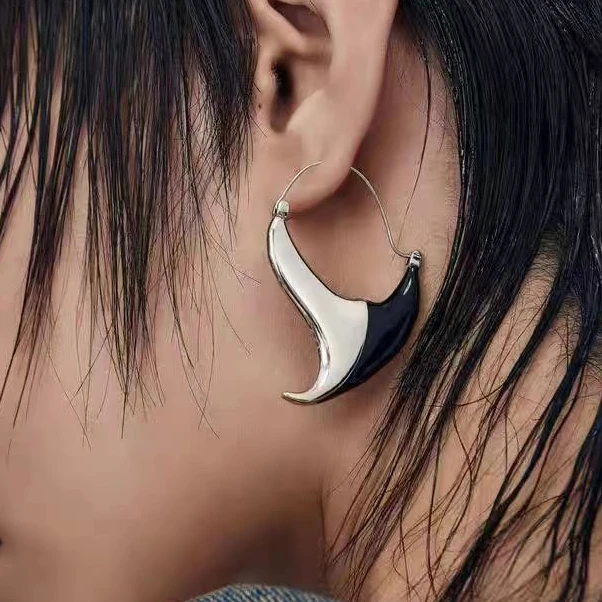 设计师潮牌铜镀白金耳针银女款鲨鱼鳍耳环 67