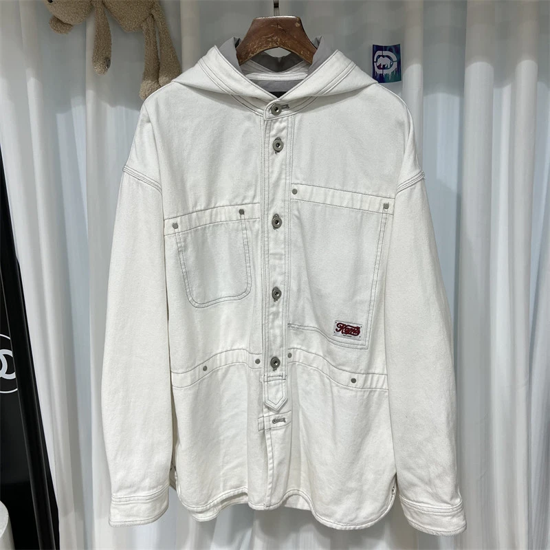 (2.23) G-22 潮牌春季男款白色连帽长袖牛仔外套  21806