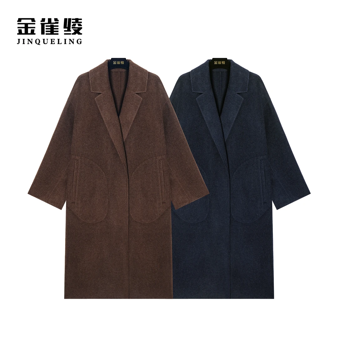 金雀绫【盛世荣华·经典】秋冬款时尚显瘦双面呢长款大衣SZK4MBB30