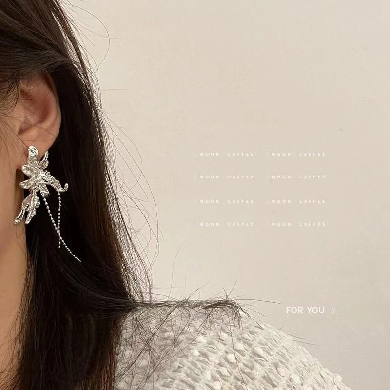 合金耳饰 立体花朵流苏耳环