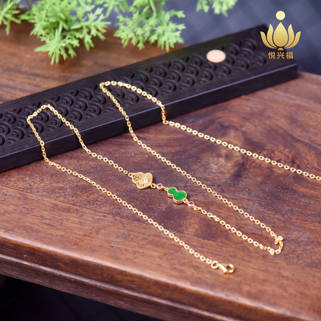 天然缅甸A货翡翠S925银满辣绿葫芦项链多样性发