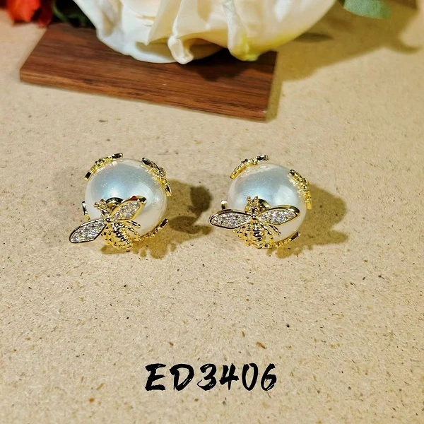 铜合金耳饰 气质轻奢时尚可爱百搭小众镶嵌素款ed3406