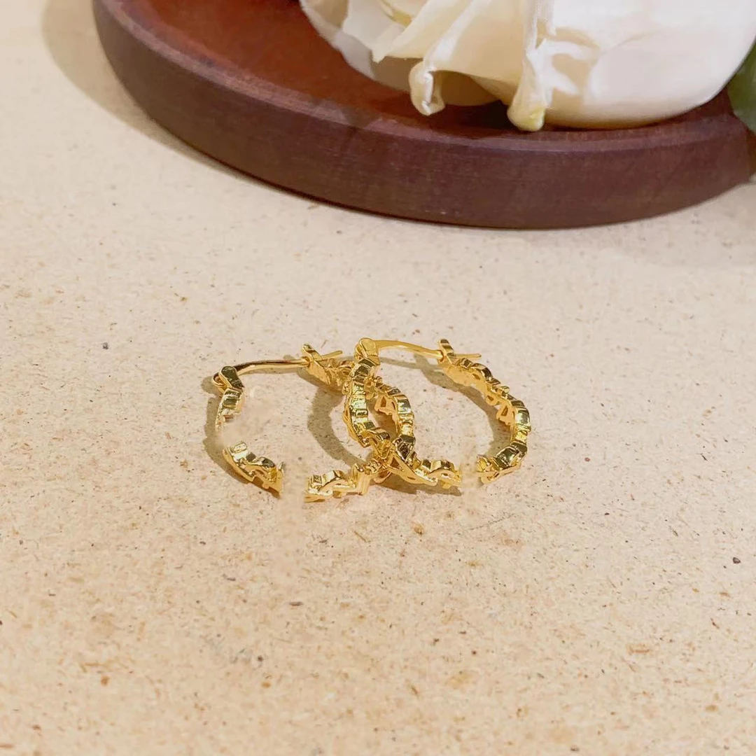 铜合金耳饰 气质轻奢时尚百搭法式小众简约金色耳环ed3355