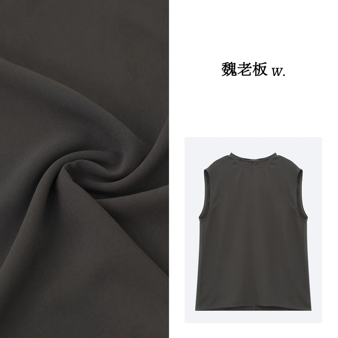 W.Diva【幕夜紫】紫色简约百搭洋气衣服女圆领无袖背心2TDMS1229