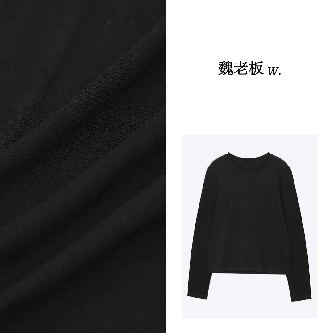 W.Diva【笑意】春季时尚简约柔软舒适透气百搭圆领针织衫3Z3016948