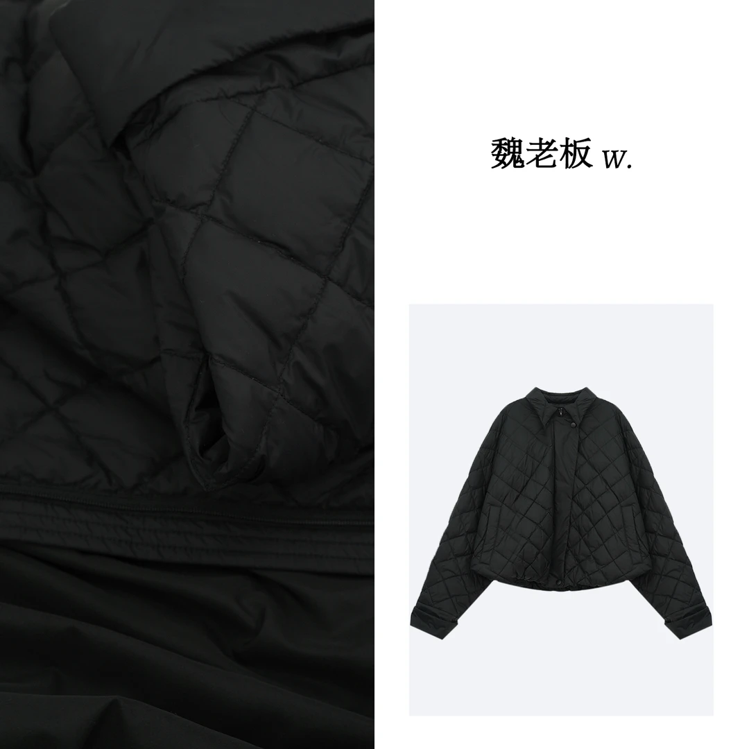 W.Diva【凛冬】春季90白鸭绒时尚百搭翻领菱格纹羽绒服4C2400937