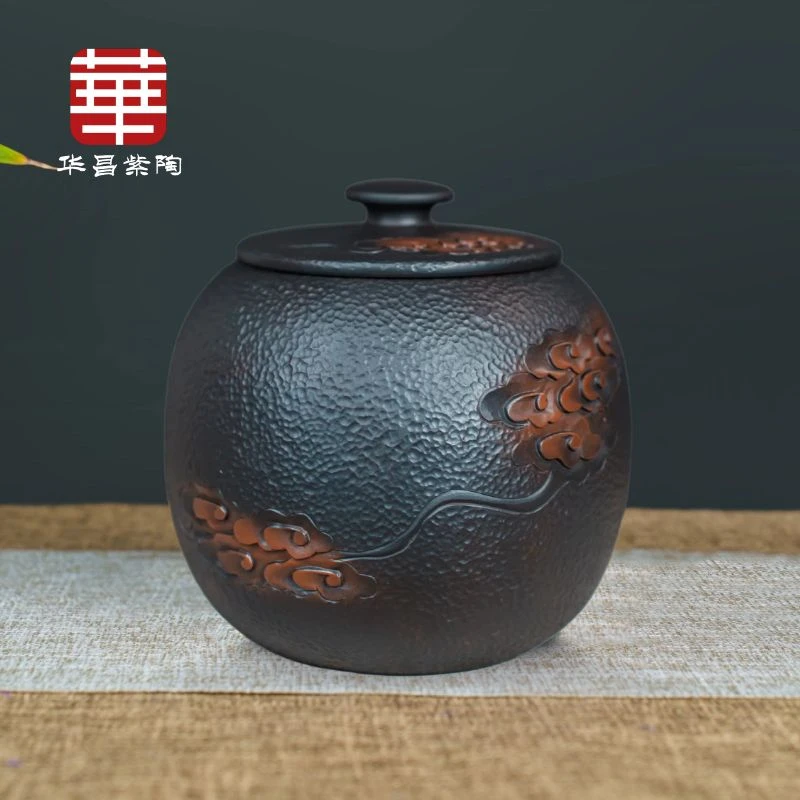 建水紫陶茶叶罐陶瓷家用密封罐散茶罐防潮储存普洱茶散茶罐精品小