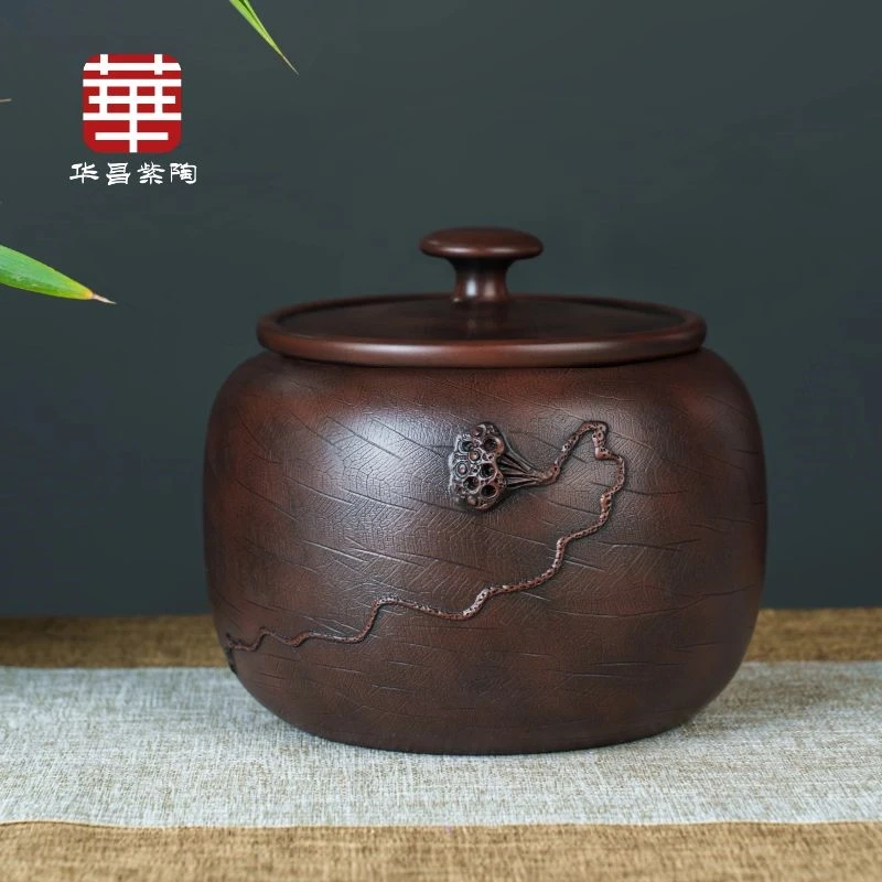 建水紫陶茶叶罐陶瓷家用密封罐散茶罐储茶罐精品高档醒茶罐小容量