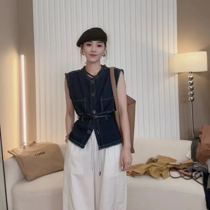 田子服饰#2596✔ 2024年夏季新款时尚洋气牛仔无袖背心马夹韩版