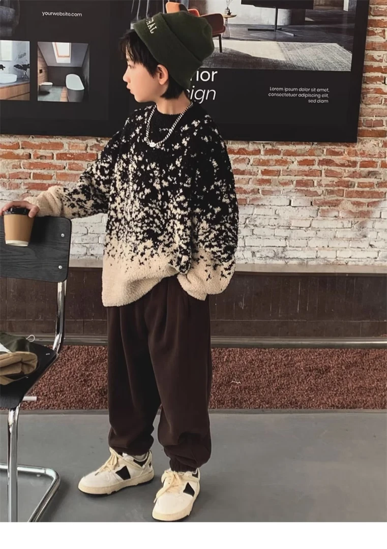 2025秋冬新款童装毛衣男女童针织衫加厚打底套头儿童宝宝保暖韩版