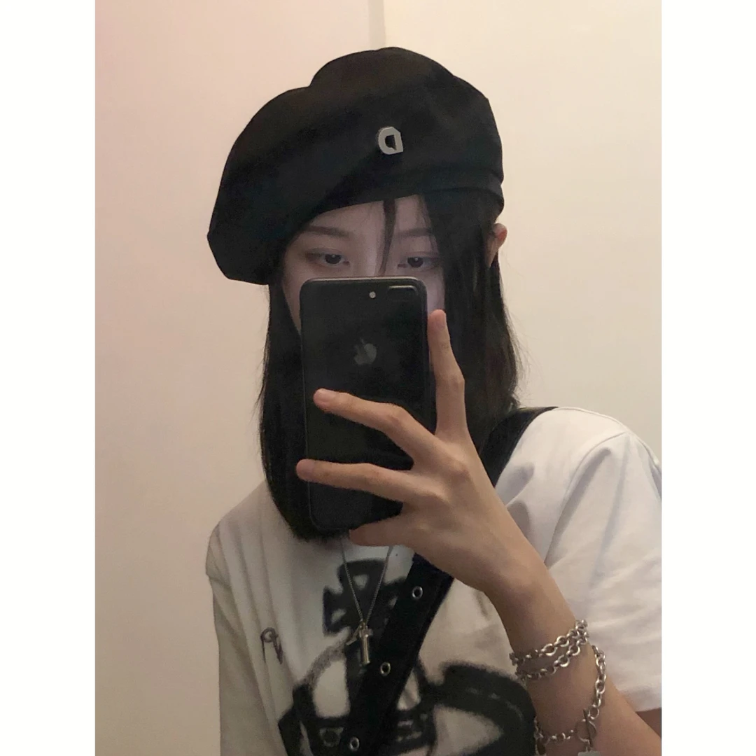 理想中好版型的贝雷帽~画家帽黑色报童帽大头围圆脸显脸小帽子女