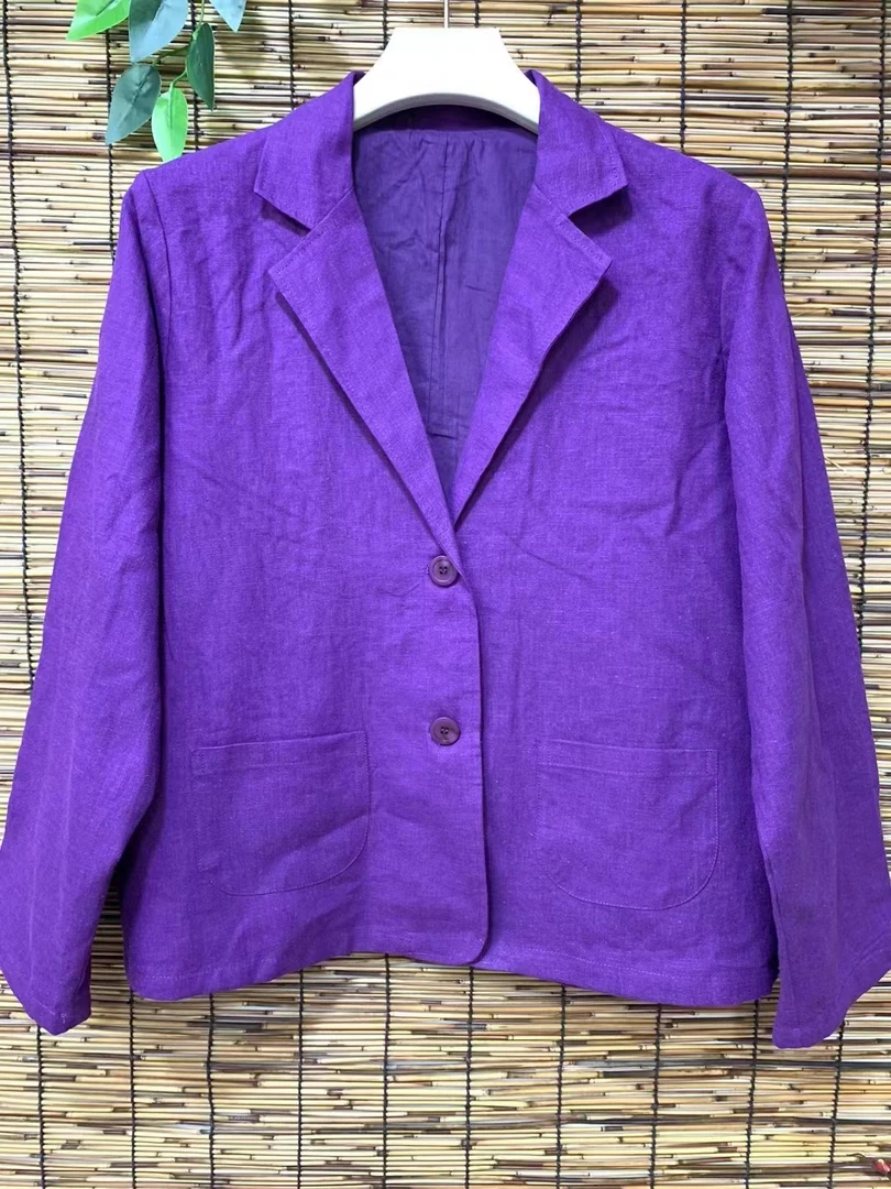 胭脂秋款亚麻西装长袖  宽松   时尚  休闲  百搭