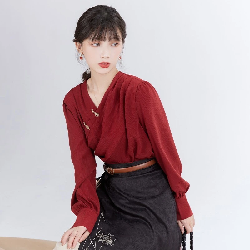 池夏【曼珠沙华·前尘旧梦】腰带衬衣旋裙 汉服 复古优雅气质女神