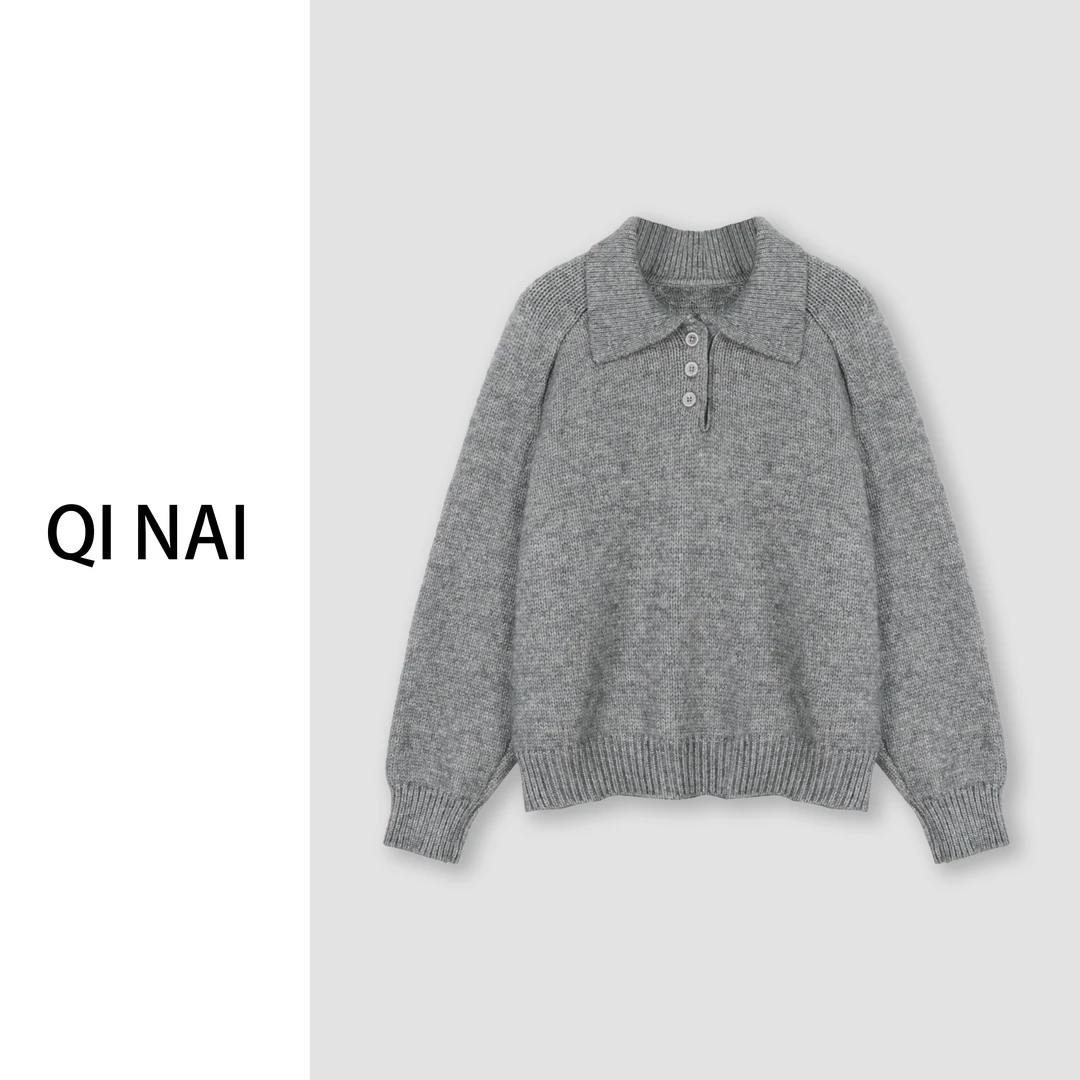七奈推荐 【楚池】polo领内搭打底外穿针织衫QN12008