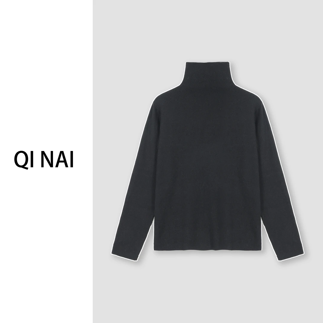 七奈推荐 【堡垒】撞色半高领套头针织内搭修身上衣QN11935