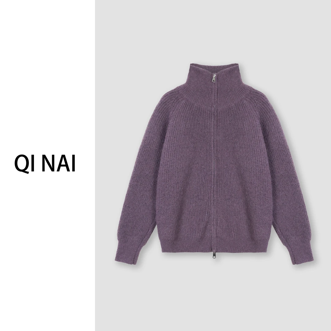 七奈推荐 【柏松】时尚双拉链显瘦百搭针织毛衣QN12029