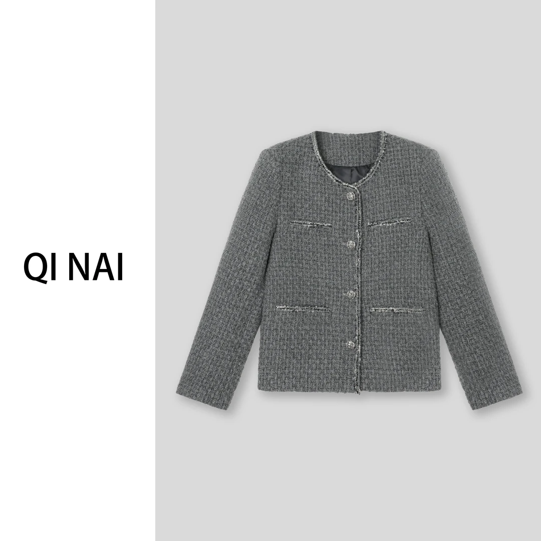 七奈推荐【折光】粗花呢编织外套宽松气质上衣QN11324