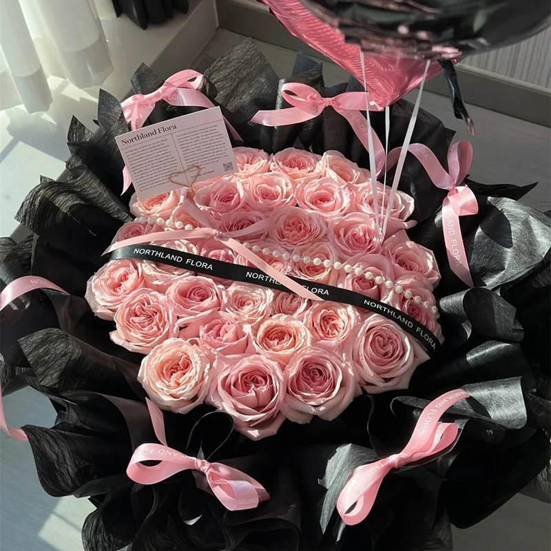 【霓虹甜心❤】粉玫瑰花束新鲜鲜花同城配送送女友送闺蜜七夕礼物