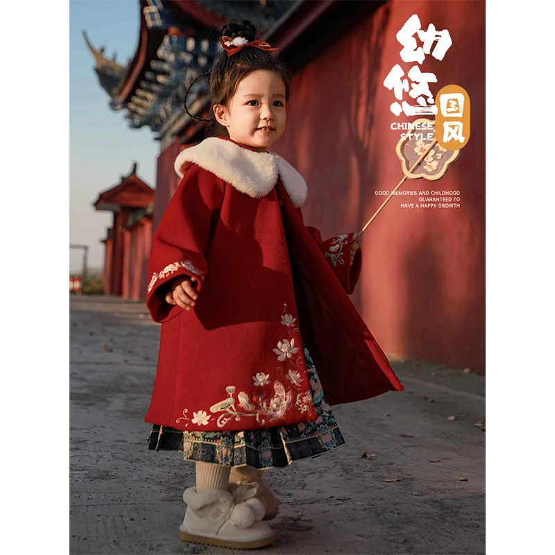【冬五波】幼悠儿童秋冬季洋气花朵外套女童中国风保暖上衣 WD0025