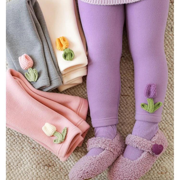 幼悠郁金香柔软一体绒女童宝宝弹力加厚保暖冬季外穿打底裤 D2743