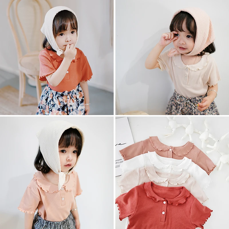 【YOEHYAUL幼悠】2950女童打底衫夏季上衣娃娃领婴幼装短袖T恤夏