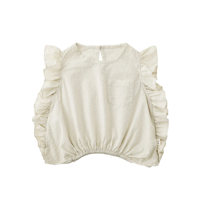 【现货】X2395女童套装夏季宽松背心小衫儿童甜美荷叶边洋气上衣