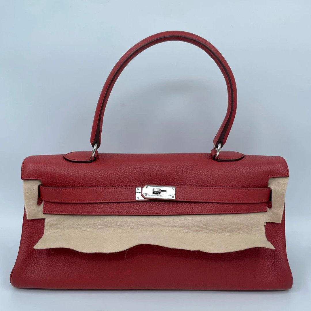95新 Hermes/爱马仕 Shoulder Kelly砖红色Togo皮银扣