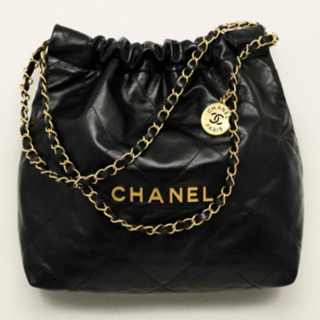 全新未使用 Chanel/香奈儿 22Bag黑金小号垃圾袋25C
