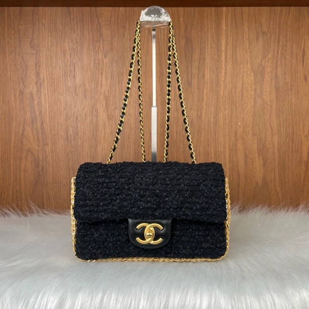 99新 Chanel/香奈儿 限量大mini重工珍珠水晶链条侧边单肩斜挎包