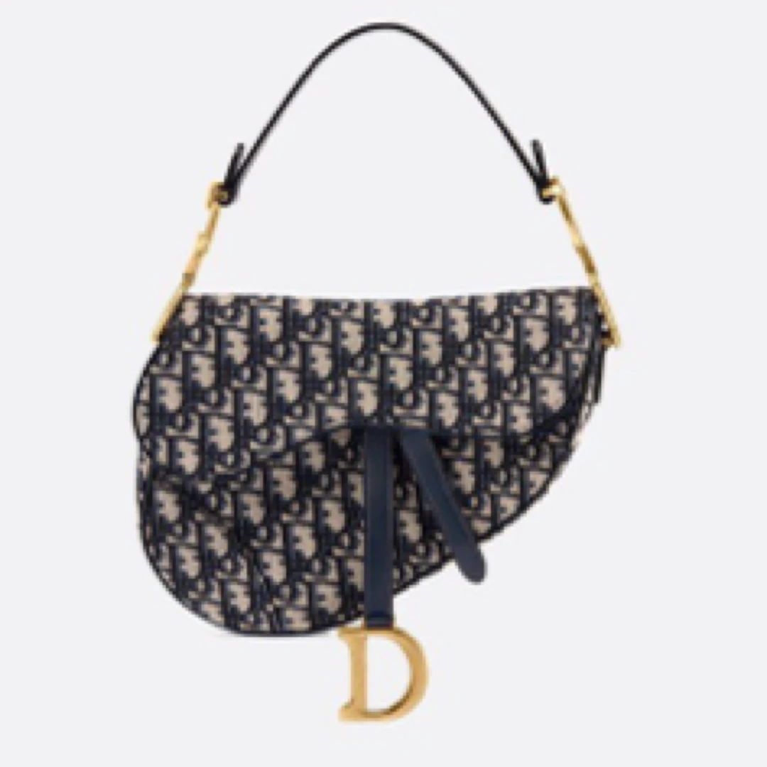 99新 DIOR/迪奥 老花马鞍包中号斜挎单肩手提包