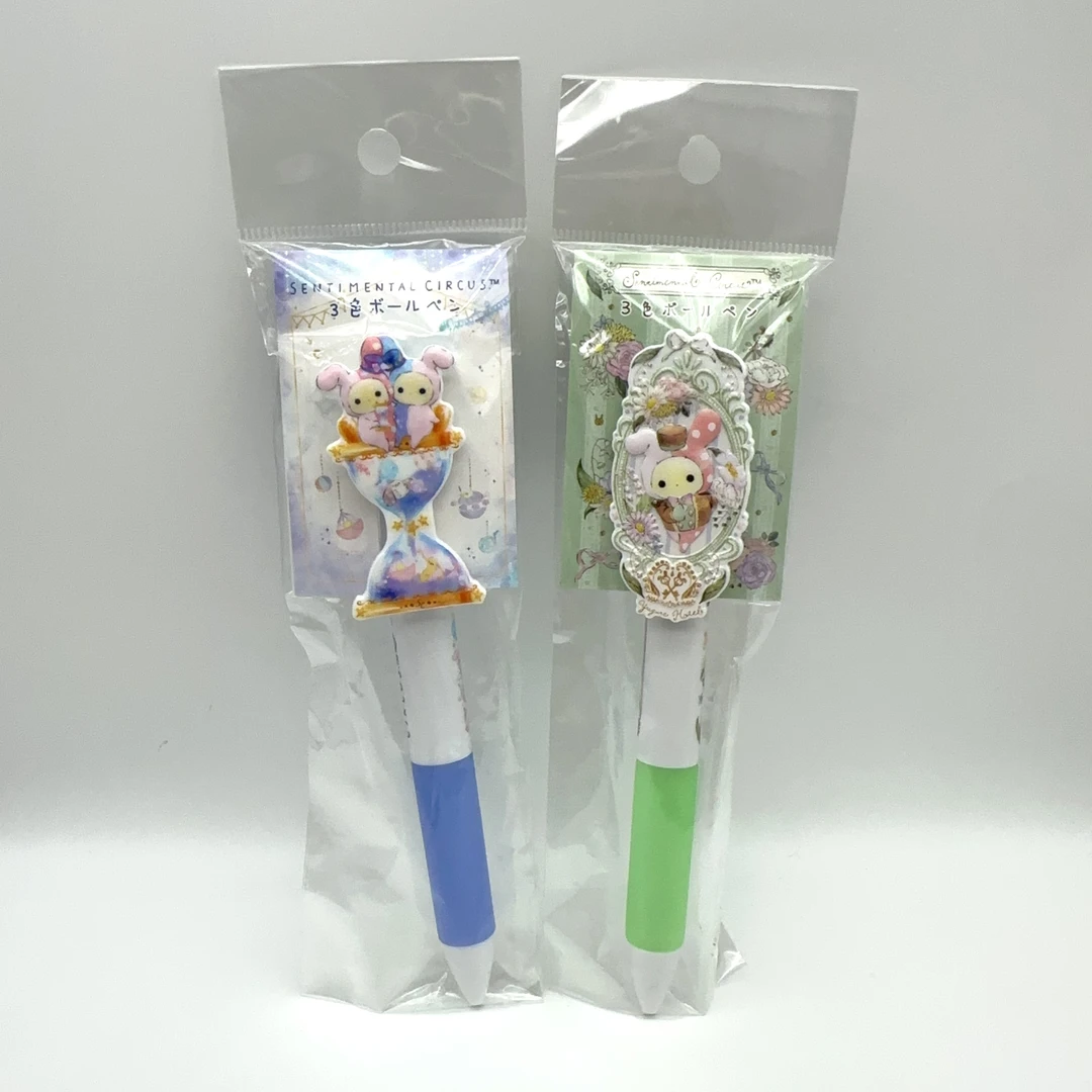 正品日本SAN-X忧伤马戏团时空 沙漏夕阳下酒店 绝版大笔夹3色笔