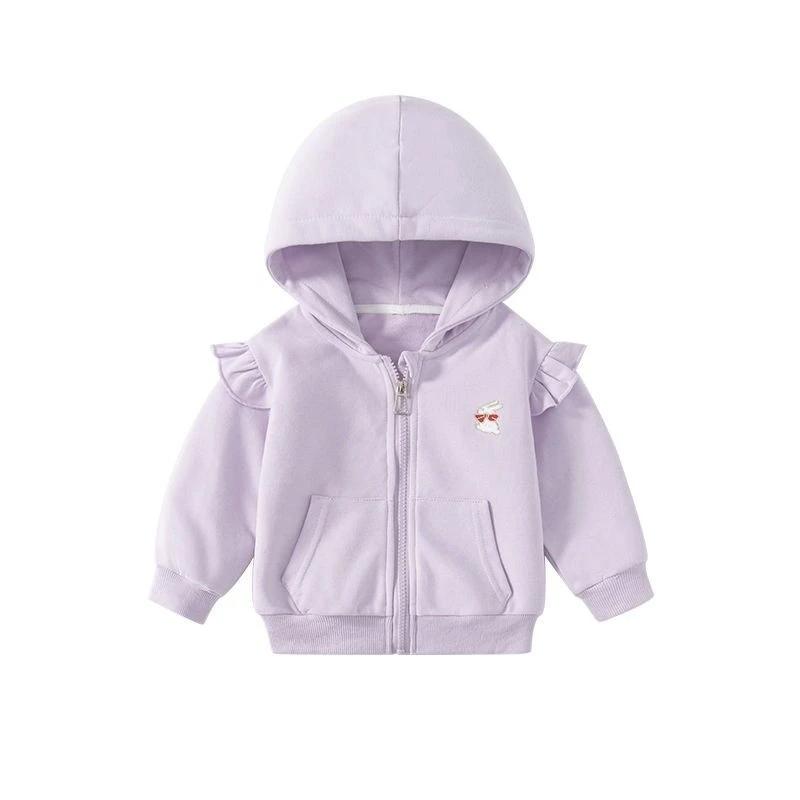 女童宝宝秋季外套2023新款洋气时髦儿童连帽上衣小童春秋休闲衣服