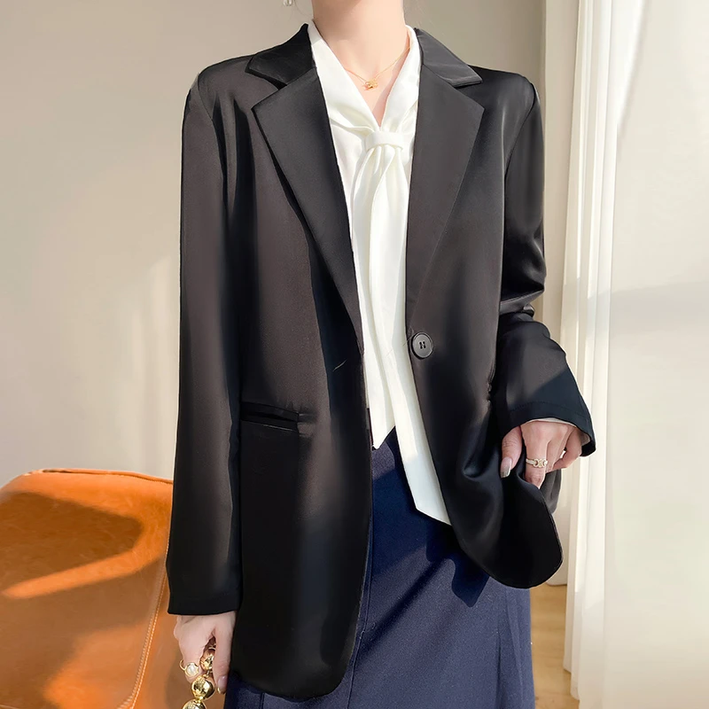 MZ.春季薄款西装外套女缎面顺滑高档职业西服正装外搭JR-606