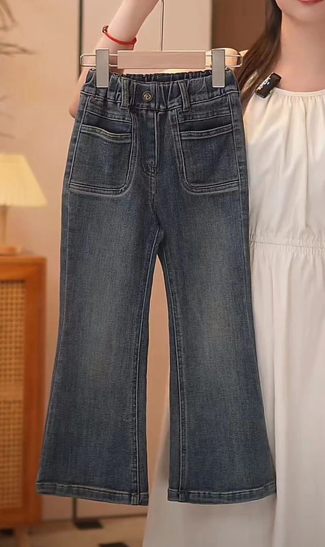 【新款牛仔裤】2024秋季新款女童百搭牛仔裤儿童微喇韩版裤子