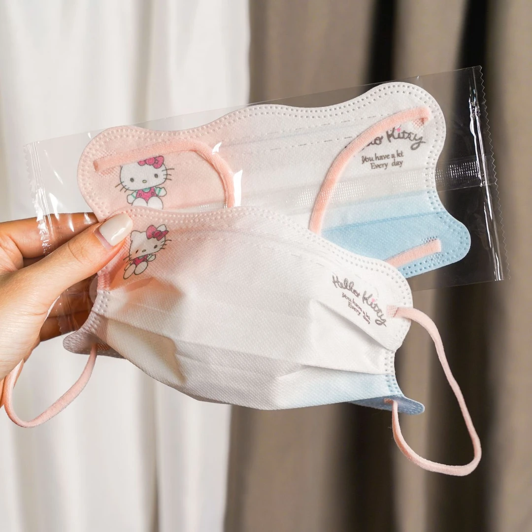 渐变KT小猫护眼角口罩高颜值印花卡通网红成人一次性口罩独立包装