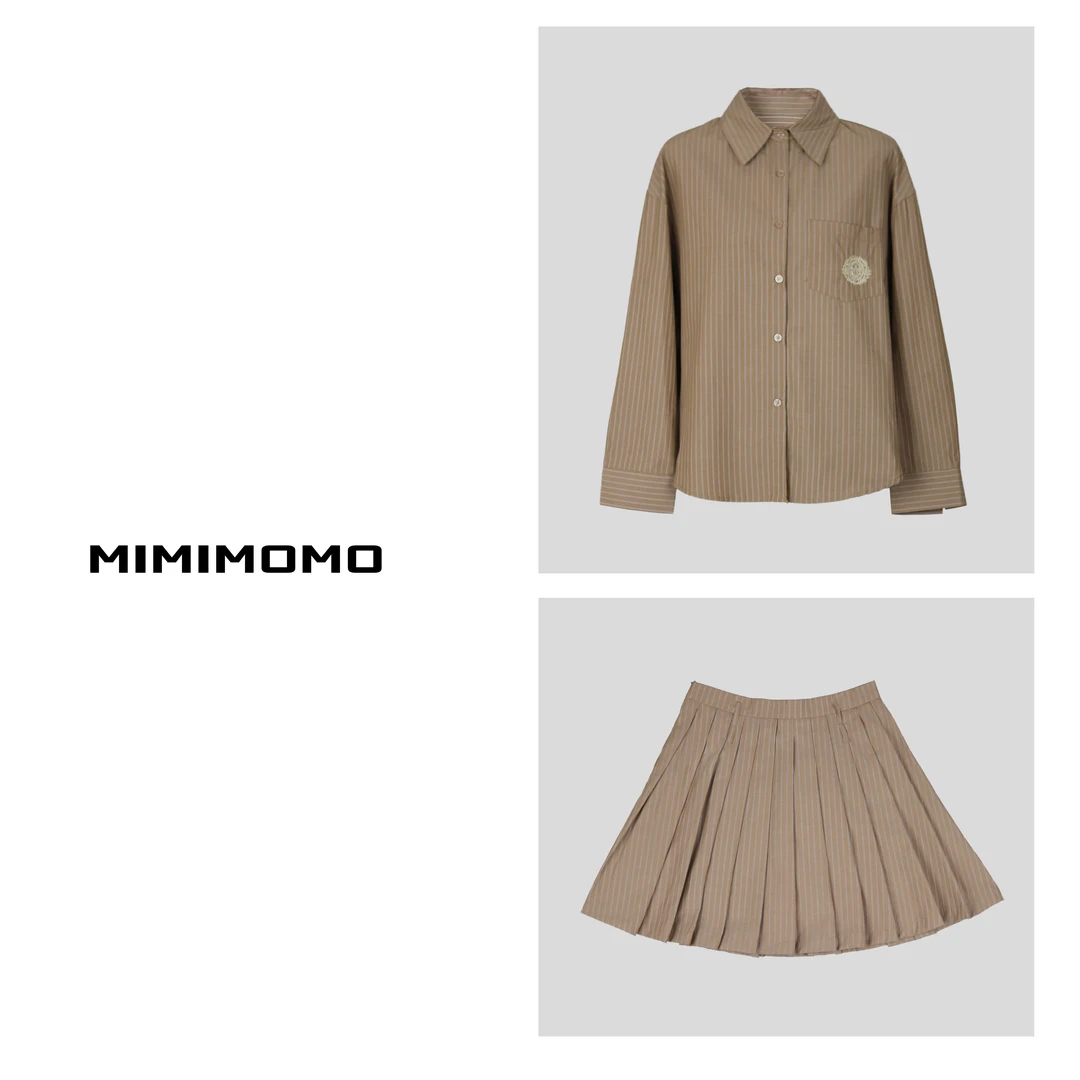 MIMO觅墨【叛逆学姐】早秋气质休闲衬衫+百褶短裙