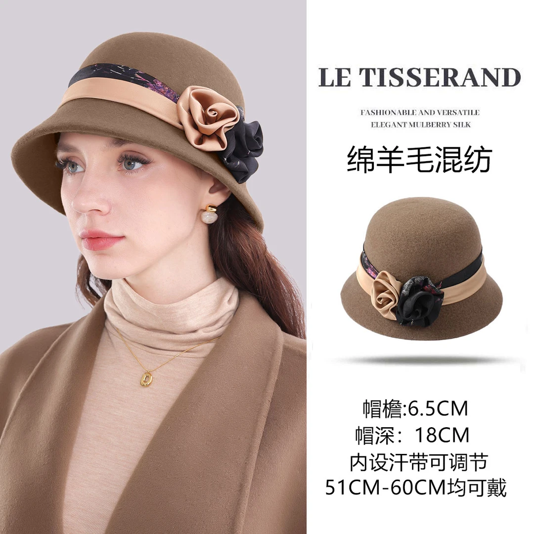 LE TISSERAND/织布人秋冬时尚绵羊毛混纺复古渔夫帽保暖百搭礼帽
