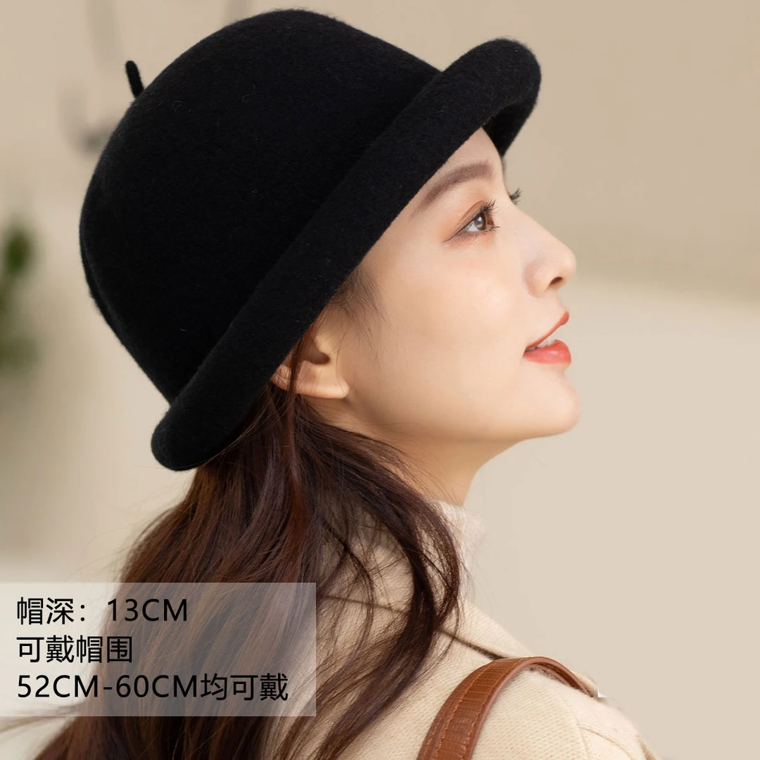 LE TISSERAND/织布人秋冬绵羊毛帽子时尚百搭韩版复古小礼帽盆帽