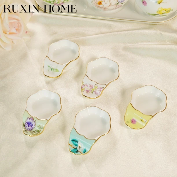 RUXINHOME 英式轻奢骨瓷梅花蘸料碟酱料碟 下午茶具餐具套装