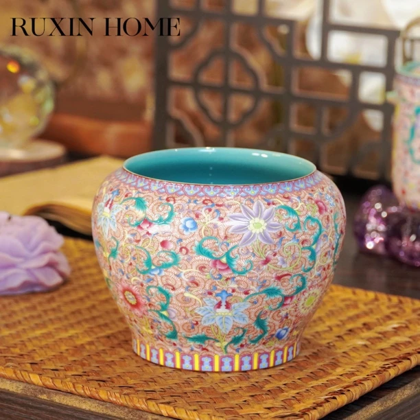 如馨家居 高端茶器陶瓷建水茶渣罐 茶室茶桌中式摆件