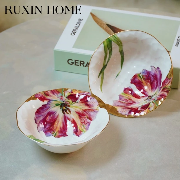 如馨家居 郁金香·涟漪 航空陶瓷5.5寸汤碗米饭碗