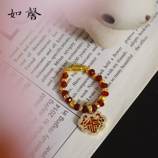 如馨·茶周边装饰小提溜 纯手工工艺品【红福如意】