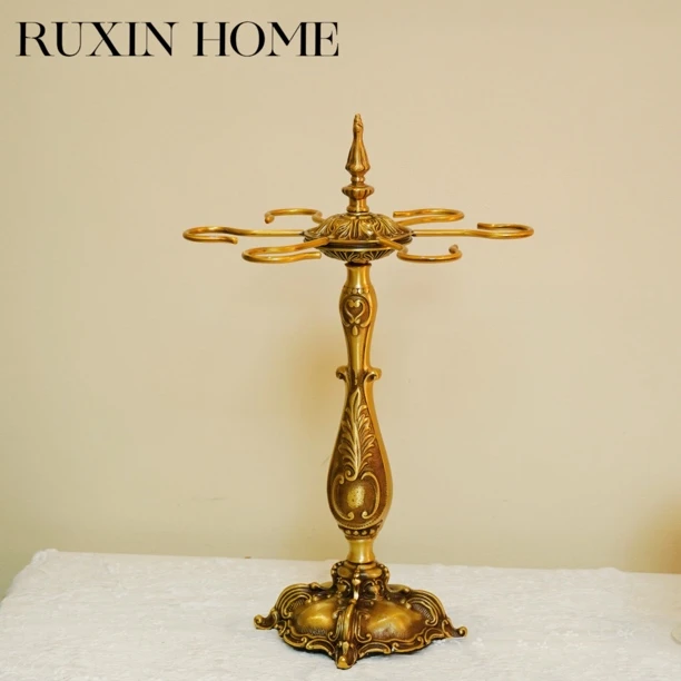 如馨家居 酒柜展示柜置物架摆件红酒杯架轻奢黄铜高档葡萄酒具架